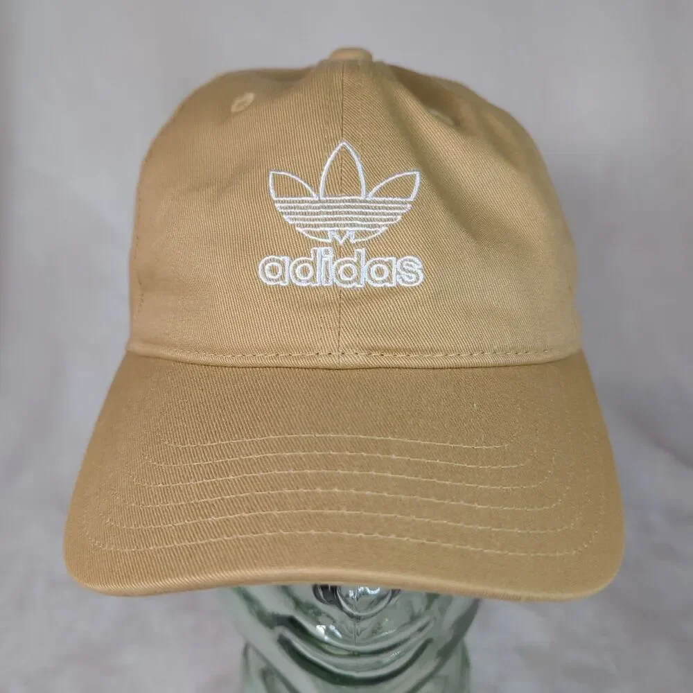 Adidas Hat Adjustable Strap Back Outline Trefoil Logo Khaki Cap OSFW 2023